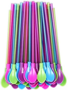 OKGD Set of 40 Hard Plastic Spoon Straws 9 Inch Detachable Straws Kitchen Utensi - Picture 1 of 4