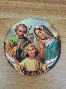 3" Vintage Holy Family Joseph Saint Mary Jesus Child Round Refrigerator Magnet - Picture 1 of 6
