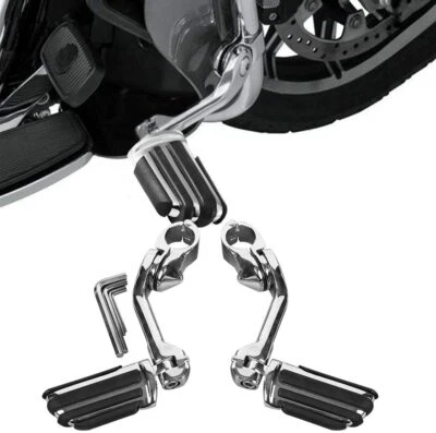 Clavijas de pie de carretera cromadas de 1-1/4" para Harley Road King Glide Street Glide Special Foto 1 de 4