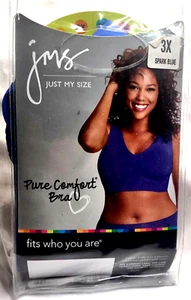 Size 3X JMS #1263 New Spark Blue Pure Comfort Bra Wireless Stretch Just My Size - Picture 1 of 4