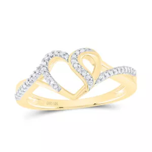10kt Gelbgold Damen runder Diamant Herzring 1/10 Kttw - Bild 1 von 1