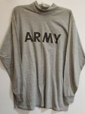 Vtg T shirt long sleeve PT US Army gray L mens long sleeve mock neck collar 