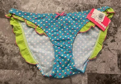 BRAGAS DE BIKINI VINTAGE 100 % ALGODÓN CON VOLANTES A LUNARES AZUL MEDIO CASA DE MUÑECAS NUEVAS CON ETIQUETAS Foto 1 de 4