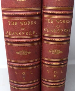 Vintage The Works Of Shakespeare Imperial Edition 2 Vol Charles Knight Leather - Picture 1 of 15