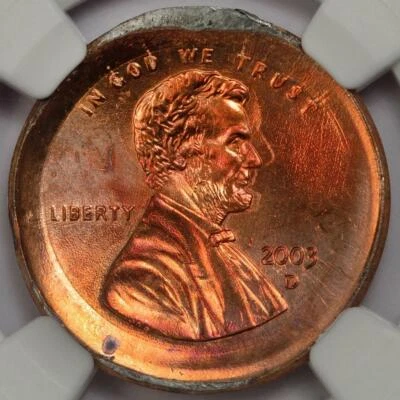 2003 D NGC MS64RB Multistruck Huge Broadstruck Lincoln Cent Mint Error Rare Date - Image 1 of 4