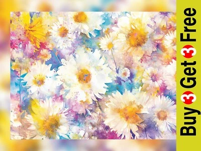 Blooming Daisy Collage 5"x7" Print on Matte Paper | Colorful Abstract Flowers - Image 1 of 4