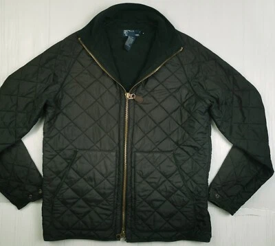 HOT VTG Men's POLO RALPH LAUREN @ SPORTS QUILTED LINED SUEDE TRIM BLACK Jacket M - Image 1 of 4