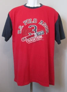 US Polo ASSN Rot T-Shirt Herren Größe L Brustumfang 44 Kurzarm Ringer Logo 224-34317 - Bild 1 von 4