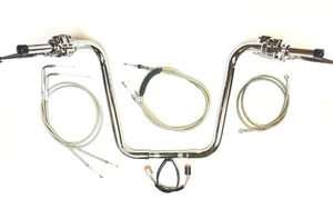 Kit de control de manillar cromado 18 x 1,25 Ape Plug n Play 00 06 Harley FXST Softail - Imagen 1 de 6