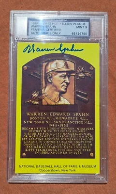 Warren Spahn Hall of Fame Plaque Auto PSA/DNA Slab Mint 9 - Image 1 of 4