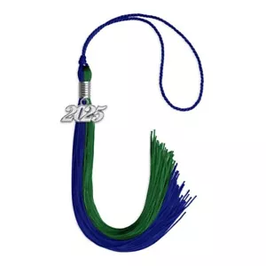 Endea Graduation Royal Blue/Green Tassel With Silver Date Drop - Picture 1 of 21