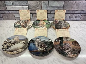 6x Wedgwood/Danbury Mint: The Majesty Of Owls - 6 Owl Plates With Certificates - Picture 1 of 11