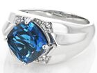 Natural Blue Topaz Ring Men Ring 925 Sterling Siver Ring London Blue Topaz Ring