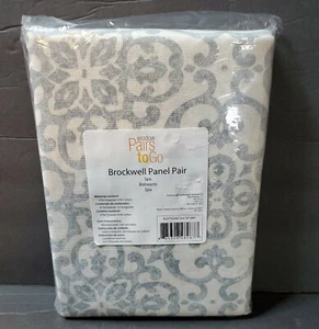 Curtain Panels NEW 2 Peice 56” X 84” Brockwell Curtain Panels Blue - Pairs To Go - Foto 1 di 4