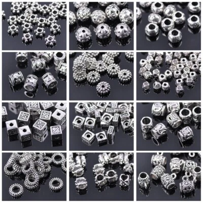 50pcs Tibetan Silver Color Metal Alloy Loose Spacer Beads Lot For DIY Jewelry - Image 1 of 4