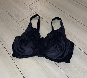 Vintage Vtg Vassarette 75-153 Unlined Underwire Bra Lace Trim Womens 36DD Black - Picture 1 of 6