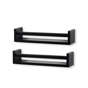 Shelves Wallniture Utah Wall Mount Kids Bookshelf Nursery Floating 2 Set Black - Picture 1 of 6