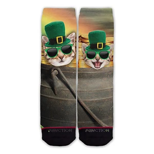 Función - Calcetines de moda con olla de oro para gato del día de San Patricio - Imagen 1 de 3