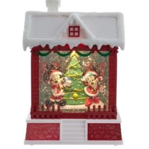 Disney Leucht Schnee Weihnachtshaus NEU Deko Santa Mickey Minnie Mouse - Bild 1 von 3