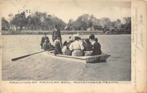 Postal Antigua Albertype Llegando a Suelo Mexicano, Matamoros, México 1907 - Imagen 1 de 2