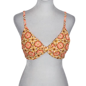 Aerie Boho Tangerine Crush Medallion Print Bikini Top NWT Size Large - Picture 1 of 11