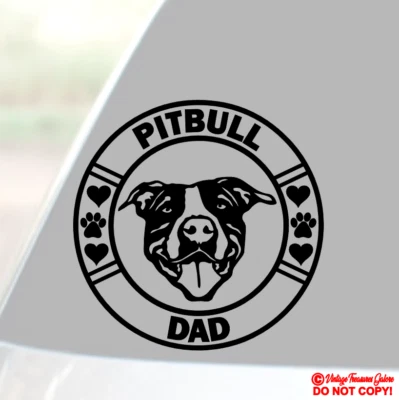 Calcomanía de vinilo adhesiva PITBULL PAPÁ parachoques de ventana de coche pared amo a mi perro de rescate Foto 1 de 2