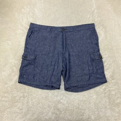 Tasso Elba Mens Size 42 Blue Linen Blend Cargo Shorts  - Image 1 of 4