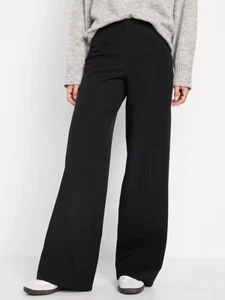 Old Navy Pixie Wide Leg Dress Pants Womens M Tall Black Pull On Stretch NEW - Picture 1 of 11