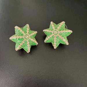 Gold Plated Full CZ Star Cactus Stud Earrings - Picture 1 of 9