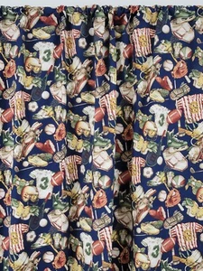 Curtain Panel 82x104 Bloomcraft Retro Sports Handmade Cave Boys Tomboy Navy - Picture 1 of 11