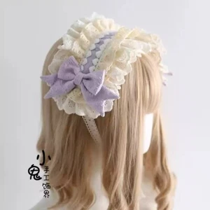 Women Headband for Lolita JSK Dress Sweet Lolita Headpiece Lace Hairband Bow - Picture 1 of 12