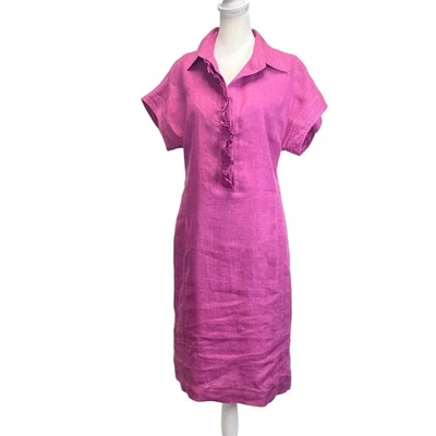 Vestido camisero de lino LORO PIANA púrpura talla 6 40 Italia forrado de seda preppy verano Foto 1 de 4