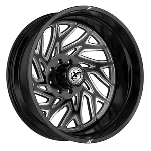 20x8.25 XF Off-Road XF-229 Gloss Black Milled DUALLY OUTER Wheel 8x210 (-232mm) - Picture 1 of 5