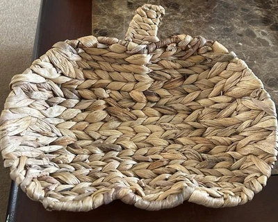 水风信子编织南瓜服务篮大号12英寸秋季 — 第 1/4 张图片