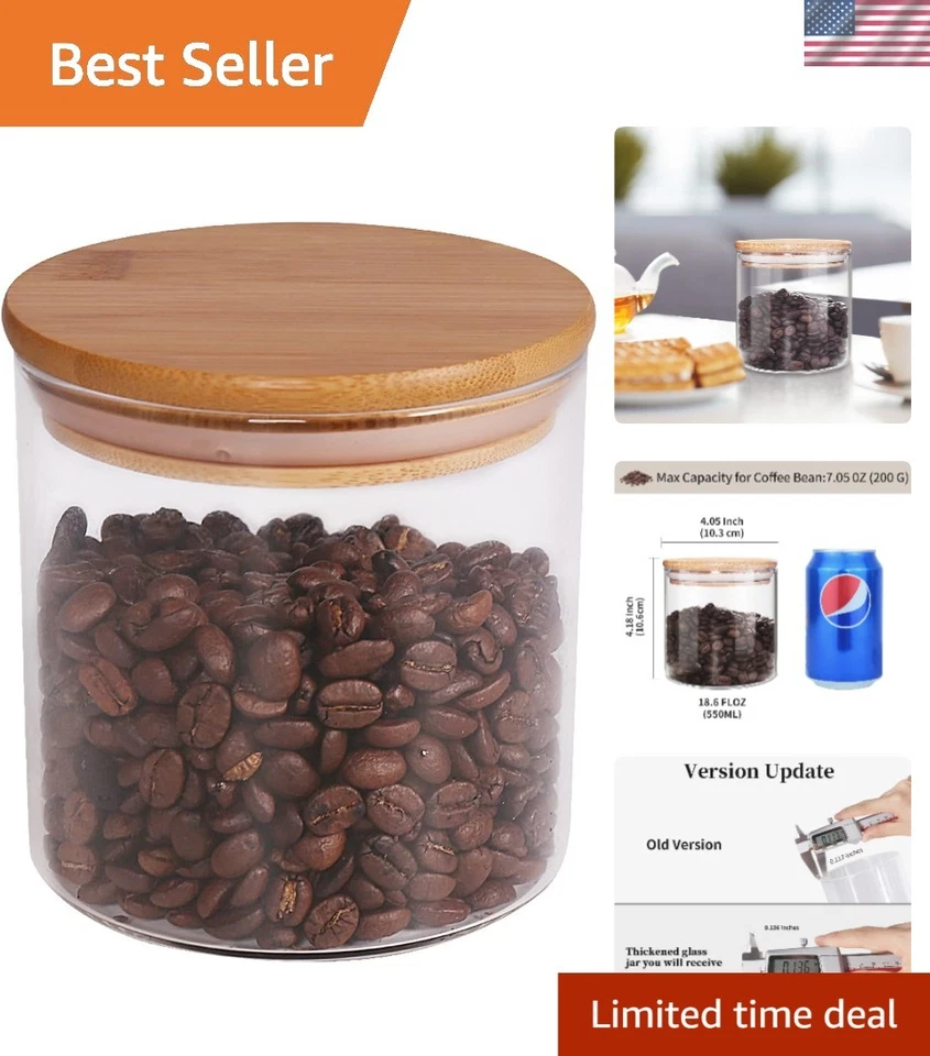 Food Storage Jar 18.6 FL Oz (550 Ml) Thickened Version 77l Glass With Airtight