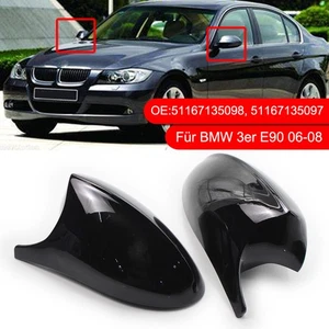 Für BMW 3er E90 2006-2008 Neu Schwarz Gehäuse M3 Style Spiegelkappen - Bild 1 von 9