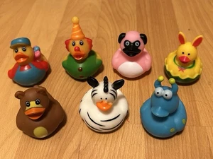 Lot of 7 Rubber Duckies Jeep Ducking Floater Duck Toys Zebra Easter Alien Clown - Picture 1 of 8