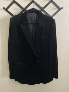 Men’s Jaguar Velvet Double Breasted Blazer Size Large 40, Black - Picture 1 of 13