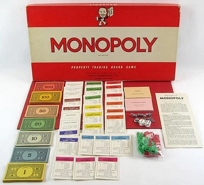 Vintage Monopoly Board Game Original Classic 1960's Parker Bros Waddingtons - Image 1 of 4