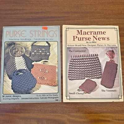 Lot 2 Vintage 1970s Macrame Purse Pattern Books Handbag Designs 1977 & 1979 - Image 1 of 4