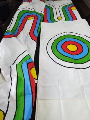 Vtg Wamsutta Ultracale Dbl SheetSet Bullseye Running Abstract Vibrant Color RARE - Image 1 of 4