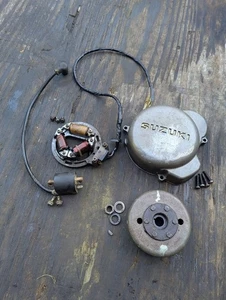 1974 SUZUKI TM400 400 STATOR COVER AND IGNITION COIL - Picture 1 of 11