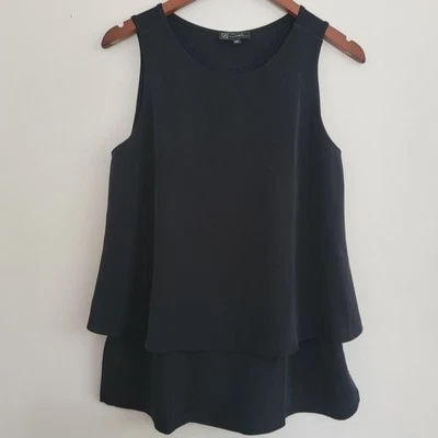 Camiseta sin mangas DG2 Diane Gilman negra mixta Lagenlook en capas talla M Foto 1 de 4