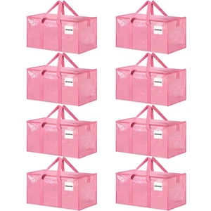 8 Stück Extra Große Schwerlast Umzugstaschen, Rosa Aufbewahrungsbehälter mit Deckel, Reinf... - Bild 1 von 7