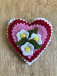Felt Heart Magnet 3-Inch Handmade  - Picture 1 of 3