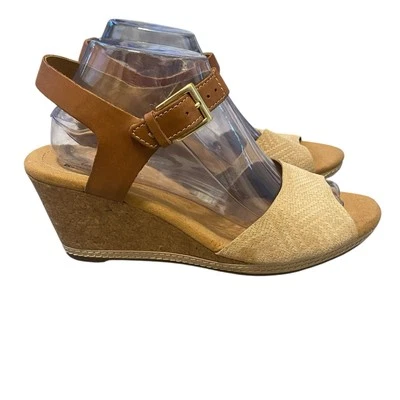 Sandalias de cuña Clarks con cordones para mujer 9,5 EU 41 marrón corcho boho hippie acolchadas Foto 1 de 4