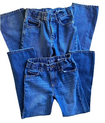2 Pair Children’s Place Boys Size 8S Jeans Bootcut Medium Wash Adjustable Waist - Image 1 of 4
