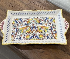 Hand Painted Italy VTG. MERIDIANA CERAMICHE 15”x8” Rectangle Serving Platter - Picture 1 of 5