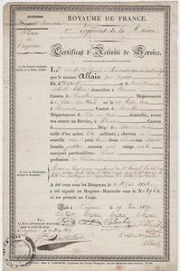 GUIANA FRANCESA. Certificado de alistamiento 1837 - Imagen 1 de 1