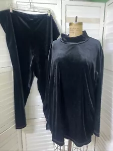 Pigiama Gilligan O'Malley nero velluto set pista tempo libero tuta tunica pantaloni XXXL - Foto 1 di 10